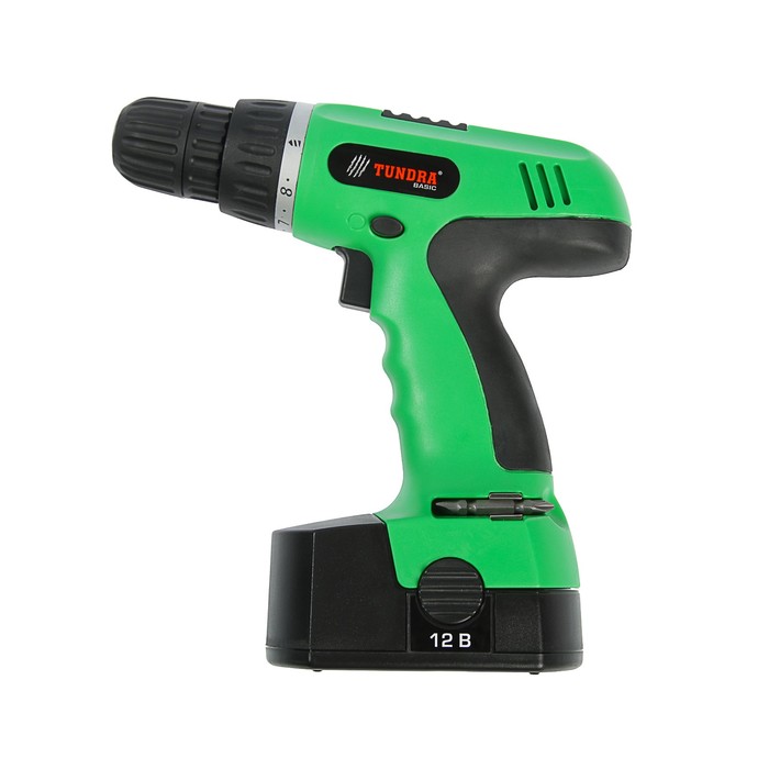 Дрель-шуруповерт TUNDRA basic аккумуляторный, 12V, 0-550 об/мин, 800mA, Ni-Cd, DSHA-003-12-01
