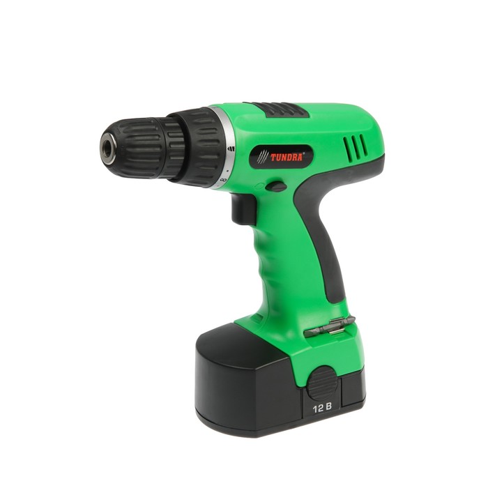 Дрель-шуруповерт TUNDRA basic аккумуляторный, 12V, 0-550 об/мин, 1200mA, Ni-Cd, DSHA-003-12-02