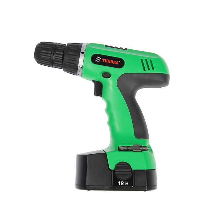 Дрель-шуруповерт TUNDRA basic аккумуляторный, 12V, 0-550 об/мин, 1200mA, Ni-Cd, DSHA-003-12-02