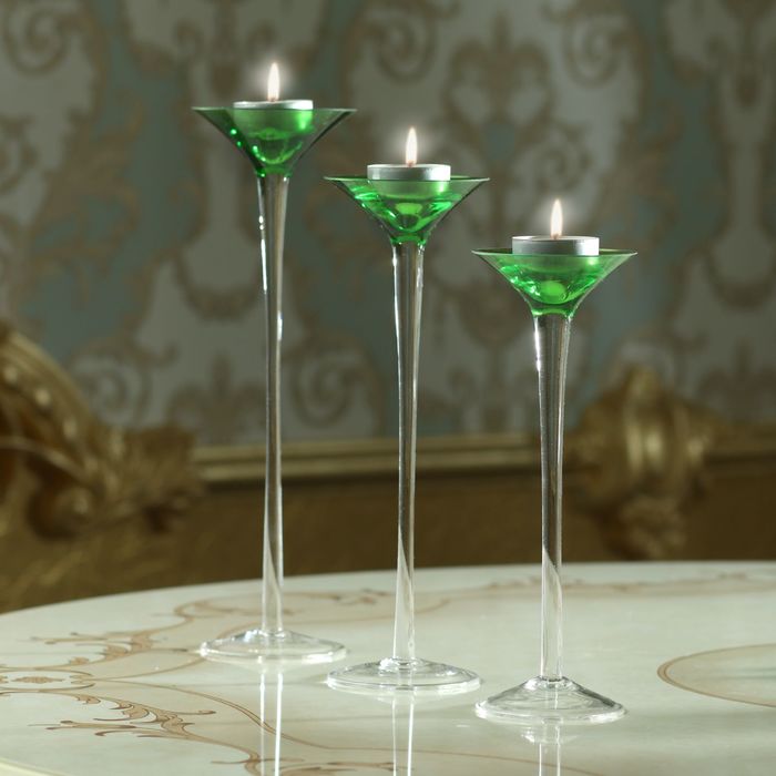 Подсвечник стекло набор 3 шт "Свежесть" высота 26см, 23 см, 20 см