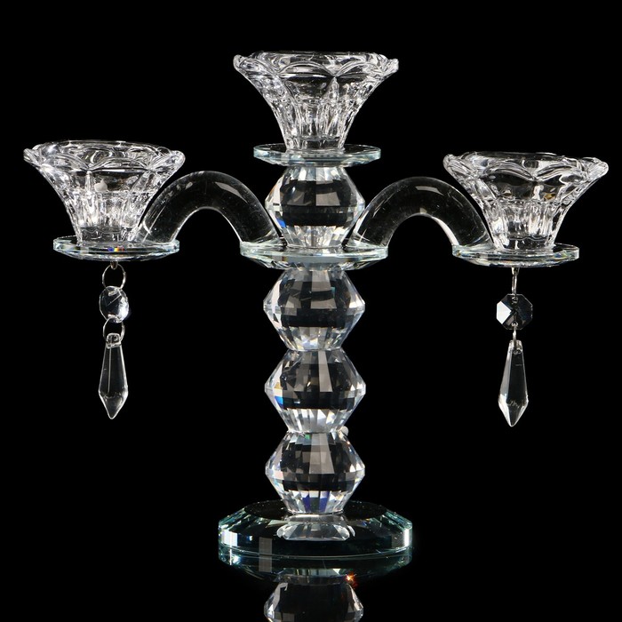 Подсвечник стекло набор 3 шт "Заря" высота 26см, 23 см, 20 см