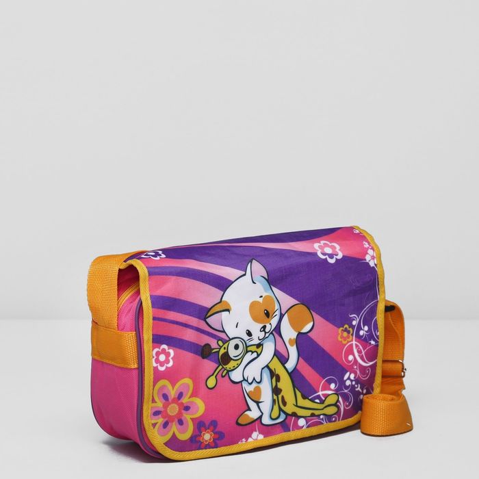 Сумка детская на клапане "Машенька", 1 отдел, длинный ремень, цвет жёлтый/разноцветный