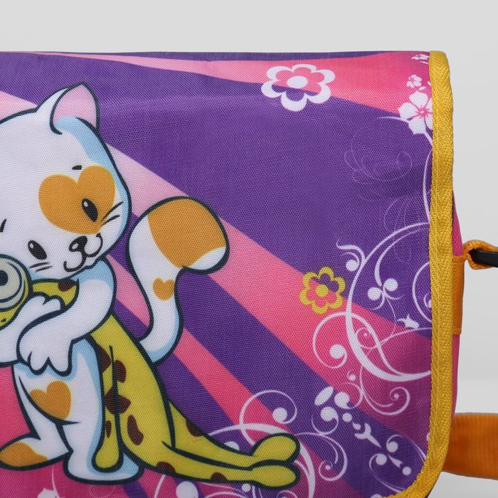 Сумка детская на клапане "Машенька", 1 отдел, длинный ремень, цвет жёлтый/разноцветный