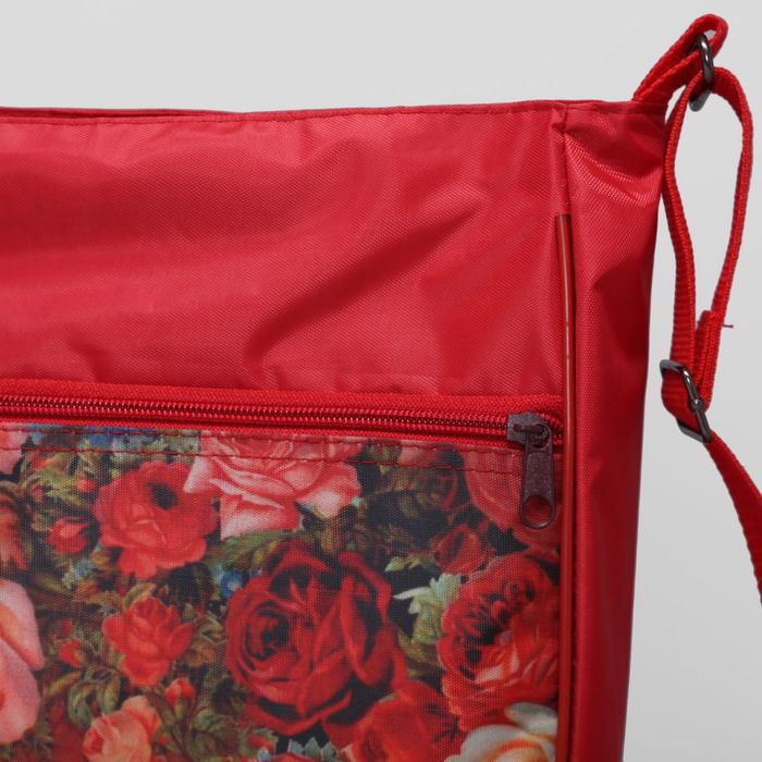 Сумка молодёжная, 1 отдел, принт цветочный красный