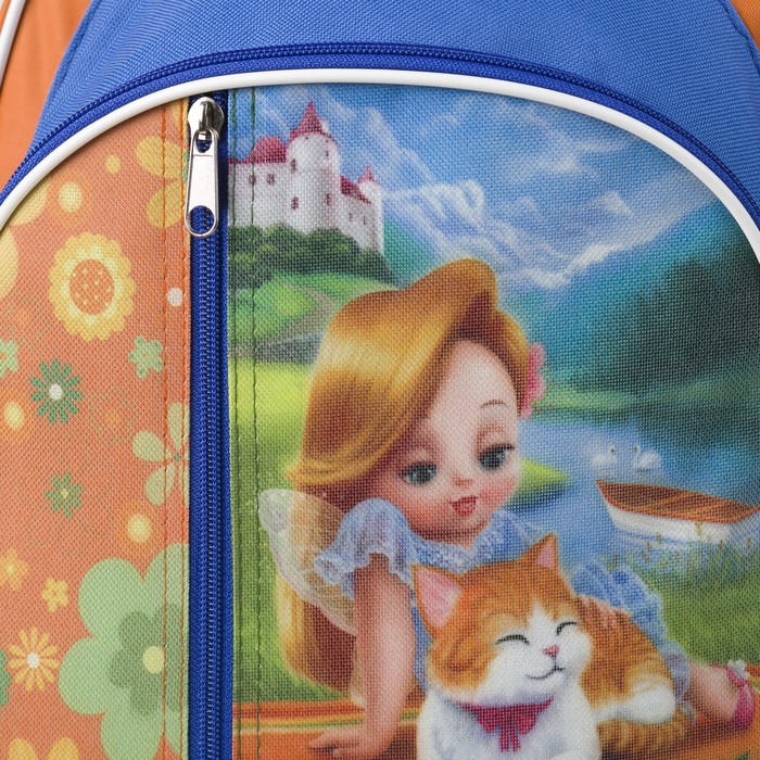 Рюкзак школьный на молнии, 1 отдел, 2 наружных кармана, цвет оранжевый