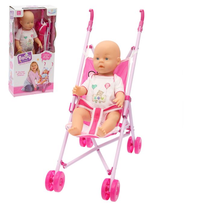 Коляска-трость с пупсом, с аксессуарами