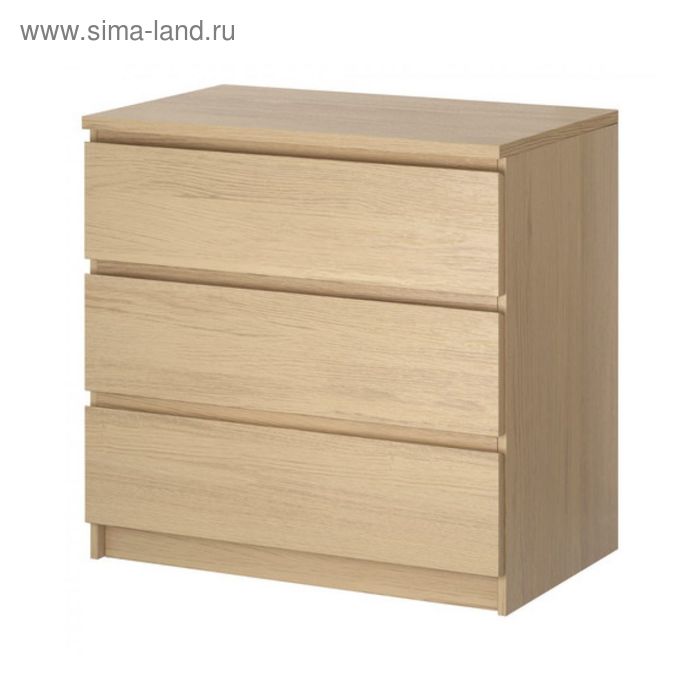 

Комод с 3 ящиками МАЛЬМ, дубовый шпон, белёный