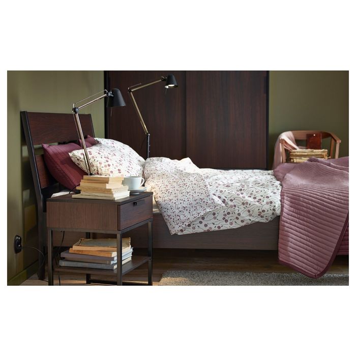 Тумба прикроватная, цвет темно-коричневый/черный ТРИСИЛ