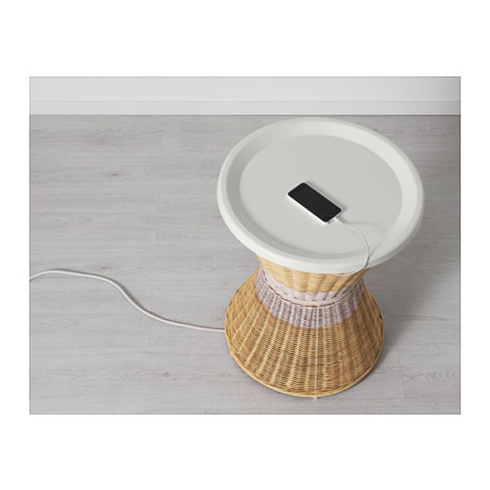 Тумба прикроватная, цвет белый/естественный САНДХАУГ