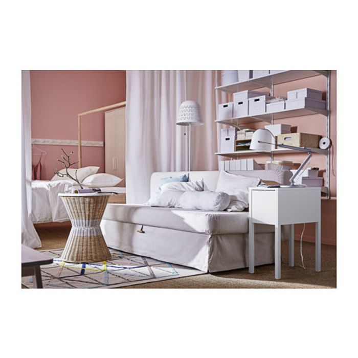 Тумба прикроватная, цвет белый/естественный САНДХАУГ