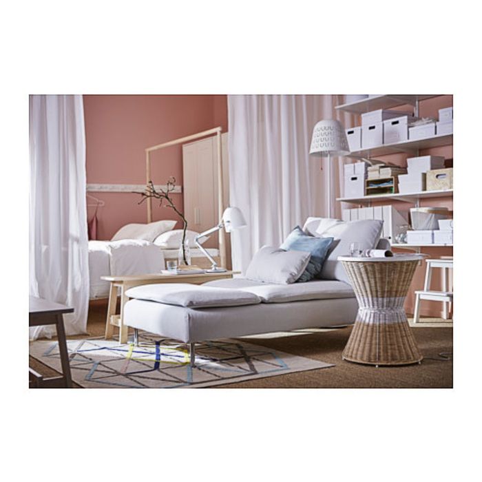 Тумба прикроватная, цвет белый/естественный САНДХАУГ