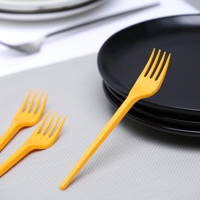 Набор вилок столовых 100 шт, цвет желтый