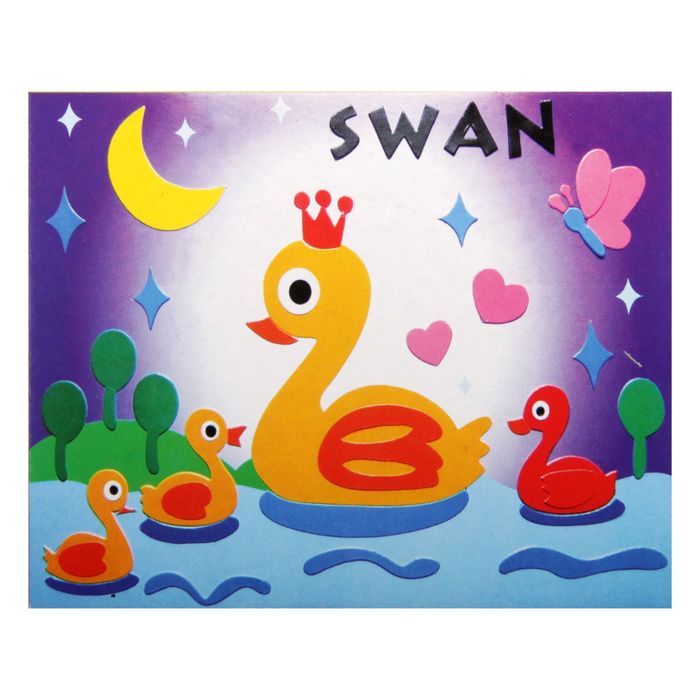 Аппликация бумагой "Лебедь" лист основы и лист элементов для наклеивания