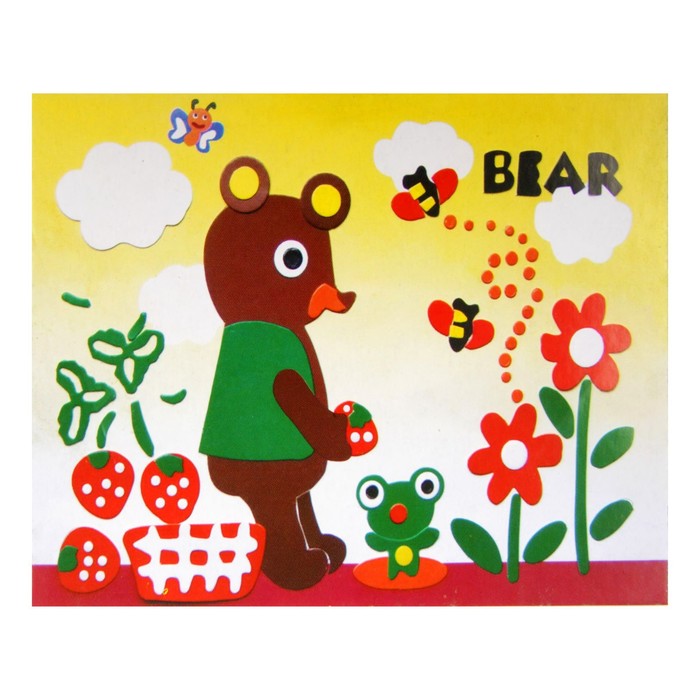 Аппликация бумагой "Медведь" лист основы и лист элементов для наклеивания