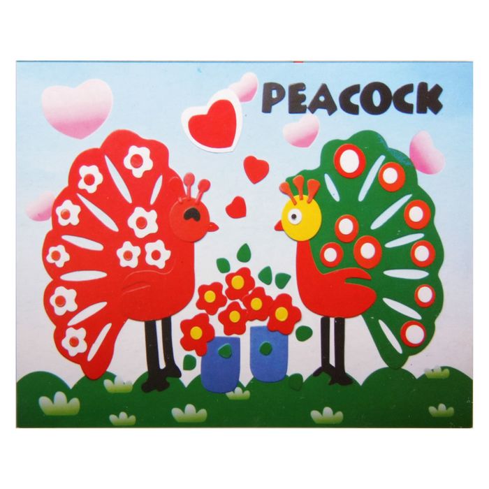 Аппликация бумагой "Павлины" лист основы и лист элементов для наклеивания