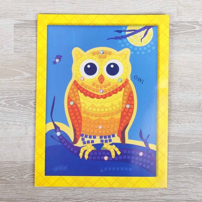 Мозаика стикерная с рамкой "Сова" стразы