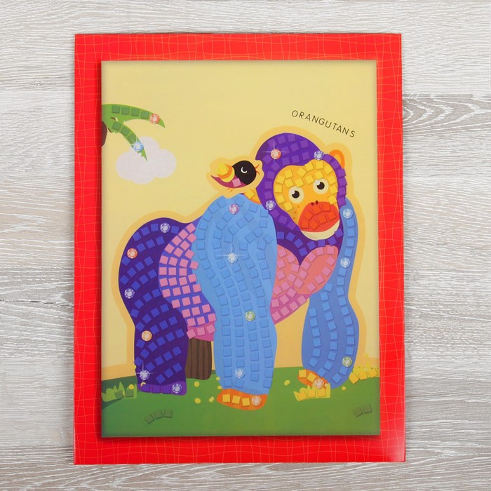 Мозаика стикерная с рамкой "Обезьяна" стразы