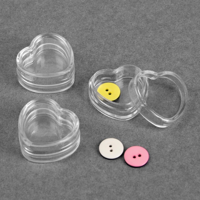 Баночки для хранения мелочей "Сердце", 3*3,2*1,5см 5гр, 3шт, цвет прозрачный