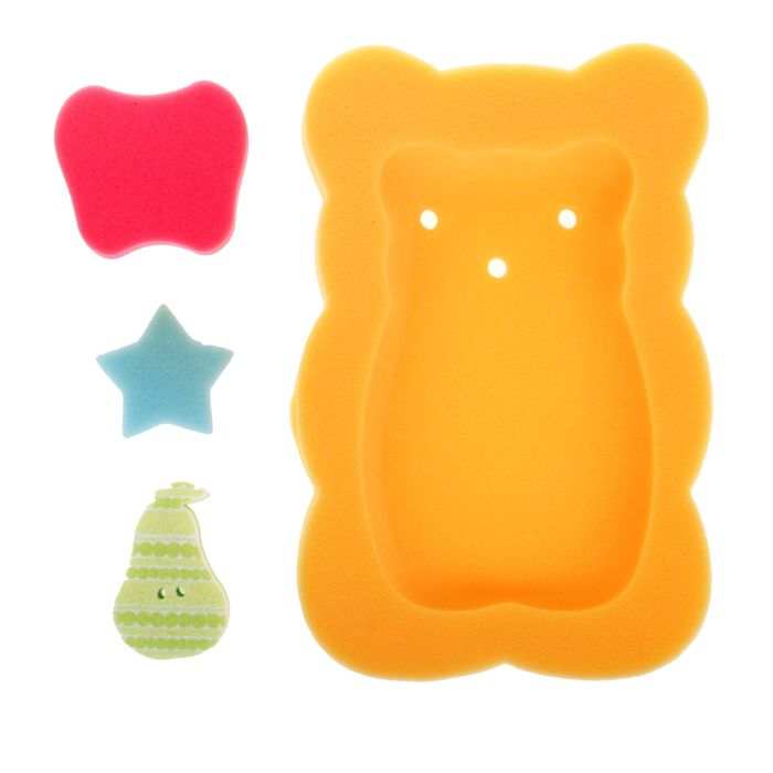 Набор для купания и игры в ванной, 4 предмета: поролоновый матрас, губки, 3 шт., МИКС