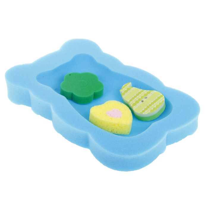 Набор для купания и игры в ванной, 4 предмета: поролоновый матрас, губки, 3 шт., МИКС