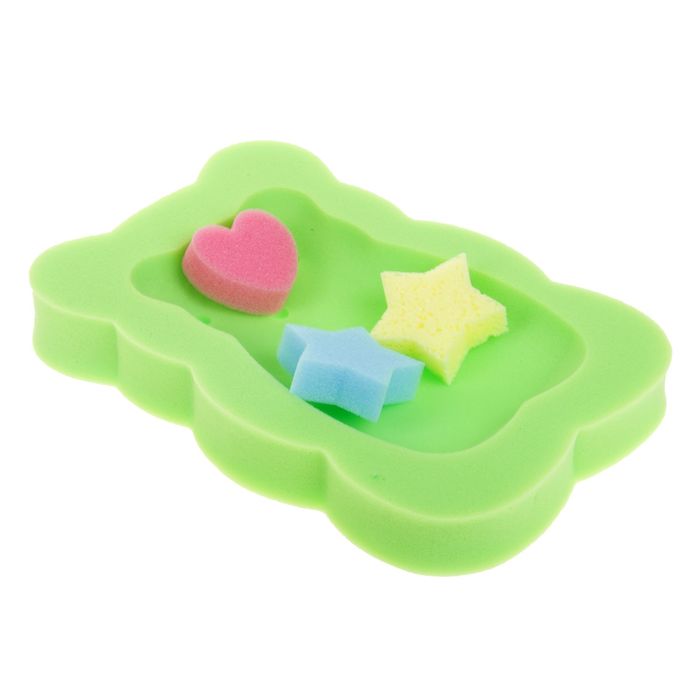 Набор для купания и игры в ванной, 4 предмета: поролоновый матрас, губки, 3 шт., МИКС