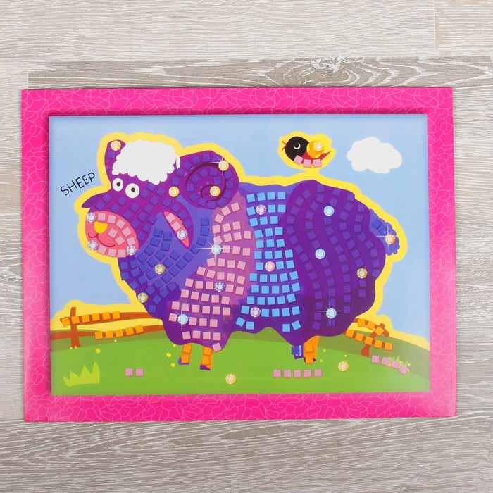 Мозаика стикерная с рамкой "Овечка" стразы