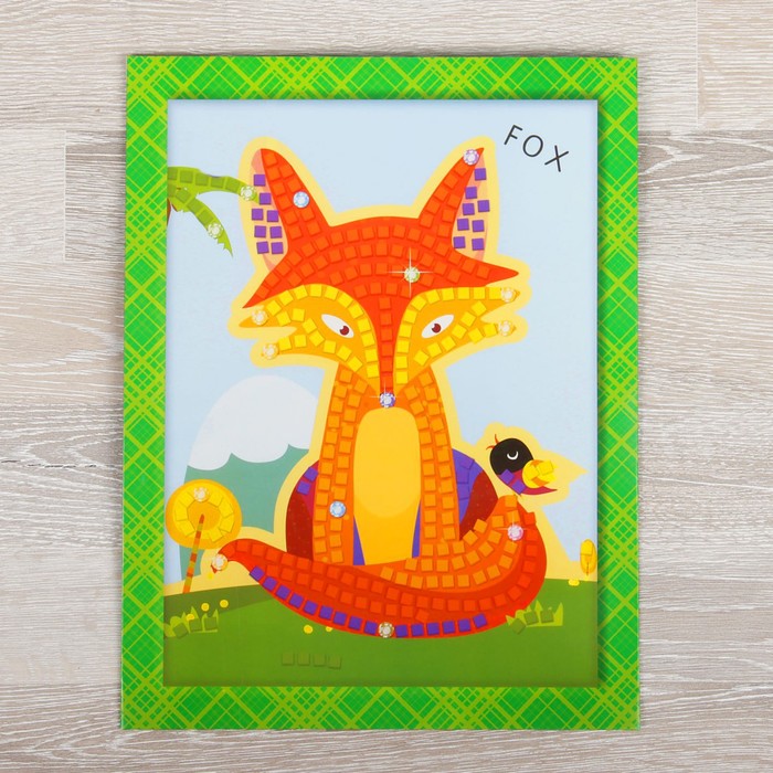 Мозаика стикерная с рамкой "Лиса" стразы