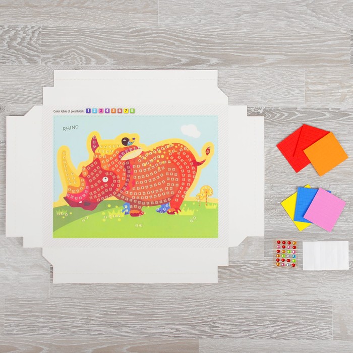 Мозаика стикерная с рамкой "Носорог" стразы