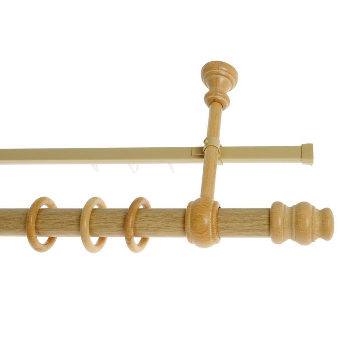 Карниз двухрядный 150 см, d=2,8 см, цвет светлый дуб