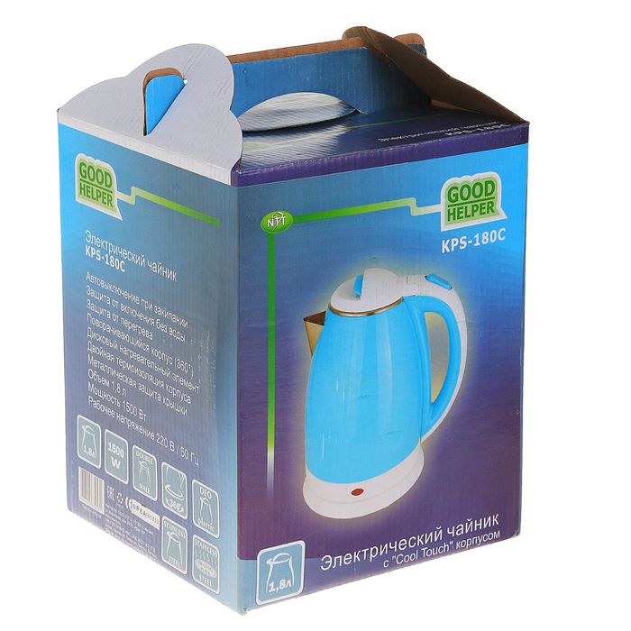 Чайник электрический GOODHELPER KPS-180C, 1.8 л, 1500 Вт, голубой