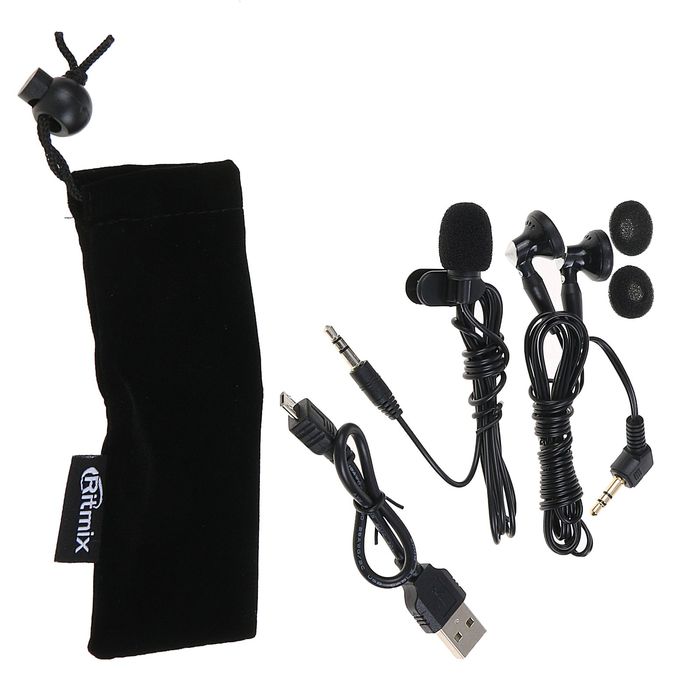 Диктофон RITMIX RR-810 8Gb Black, MP3, микрофон, дисплей, чехол, ремешок