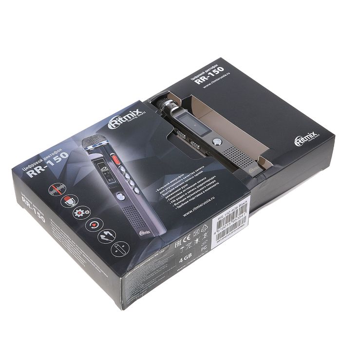Диктофон RITMIX RR-150 4Gb, MP3, дисплей с подсветкой, FM-радио, металлический корпус