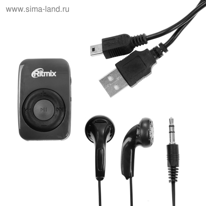MP3-плеер Ritmix RF-1010, MIcroSD до 16 Гб, клипса, световая индикация, серый