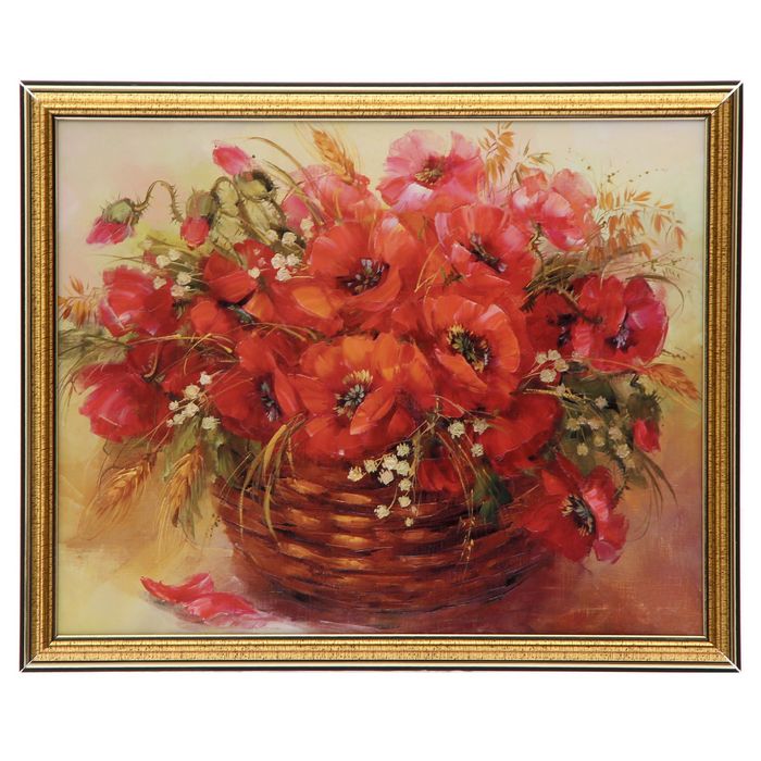 Картина "Корзина с маками" 31*38 см