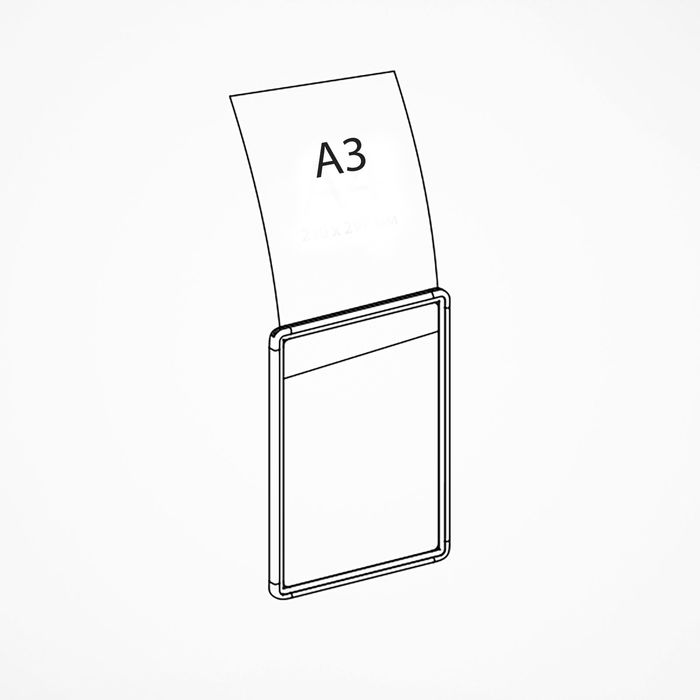 Рама пластиковая, формат А3, без протектора, цвет прозрачный