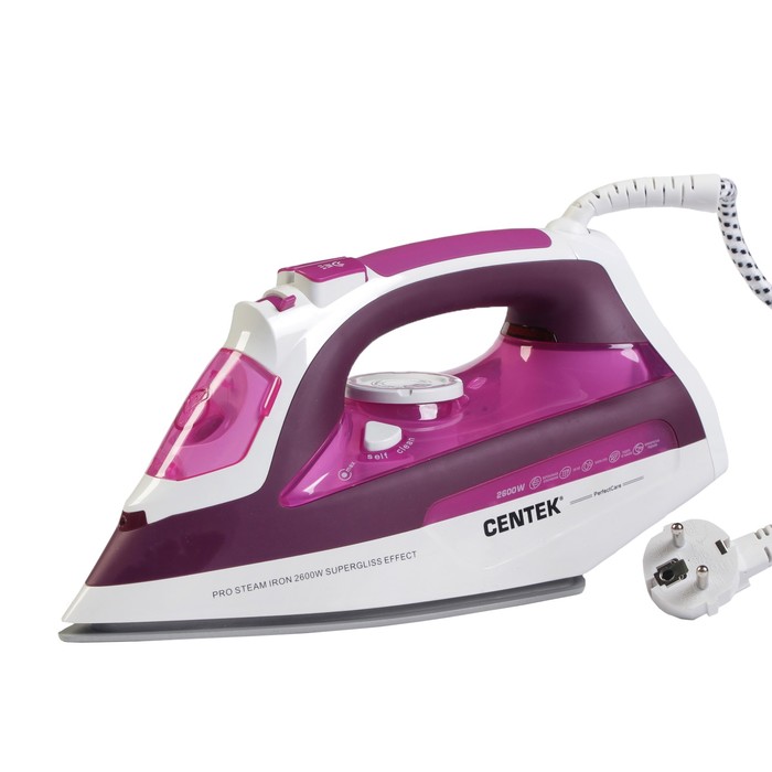 Утюг Centek CT-2332, 2600 Вт, 380 мл, керам., капля-стоп, антинак., самоочист., пурпурный