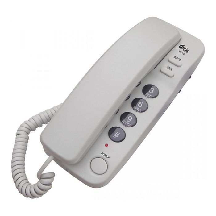 Телефон Ritmix RT-100, проводной, регулятор уровня громкости, серый
