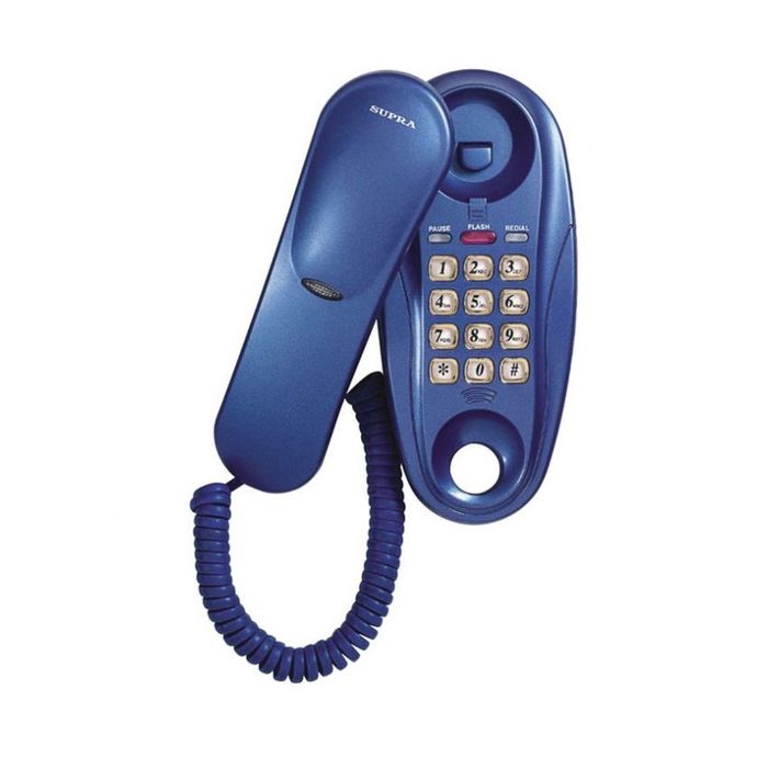 Телефон Supra STL-112, проводной, настенная установка, голубой