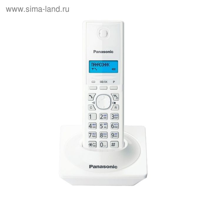 Телефон Panasonic KX-TG1711 RUW DECT, комплект из базы и трубки, монохром.дисплей на трубке   253167