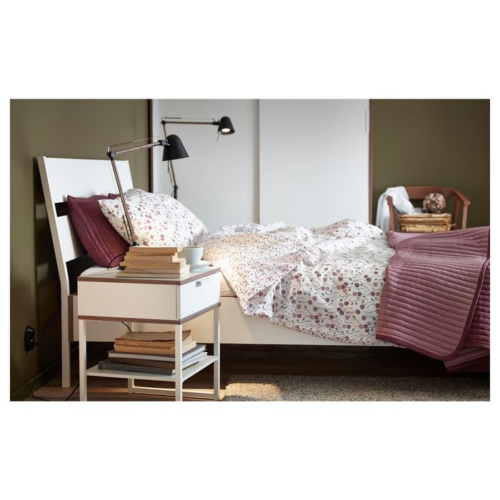 Тумба прикроватная, цвет белый/светло-серый ТРИСИЛ