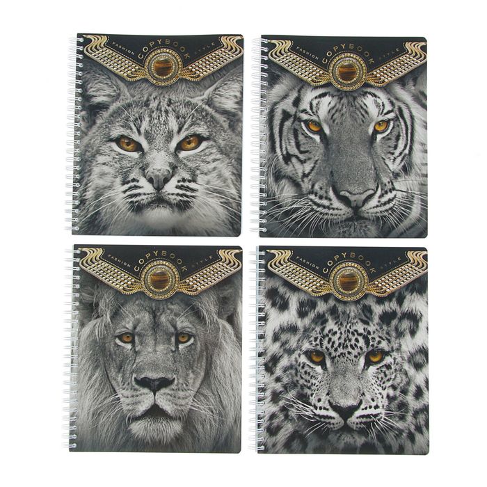 Тетрадь 96 листов клетка на гребне "Другой взгляд 2" выборочный УФ лак, МИКС