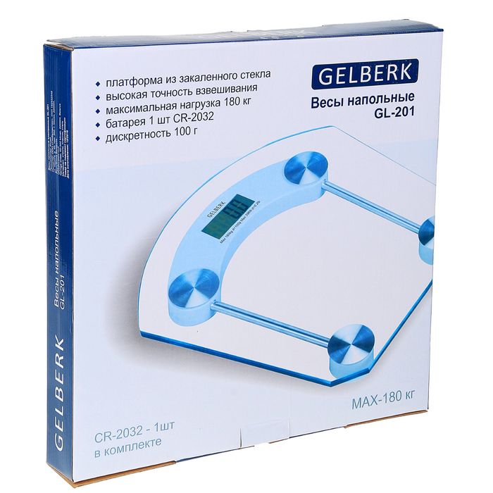 Весы напольные GELBERK GL-201, электронные, до 180 кг