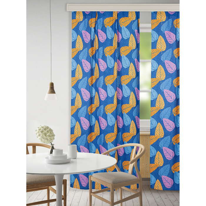 Набор штор "Экономь и Я" 145х250 см - 2 шт., Листья, полиэфир