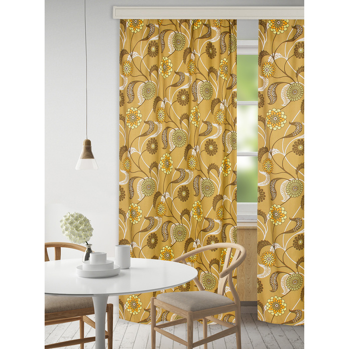 Набор штор "Экономь и Я" 145х250 см - 2 шт., Цветы и листья, полиэфир