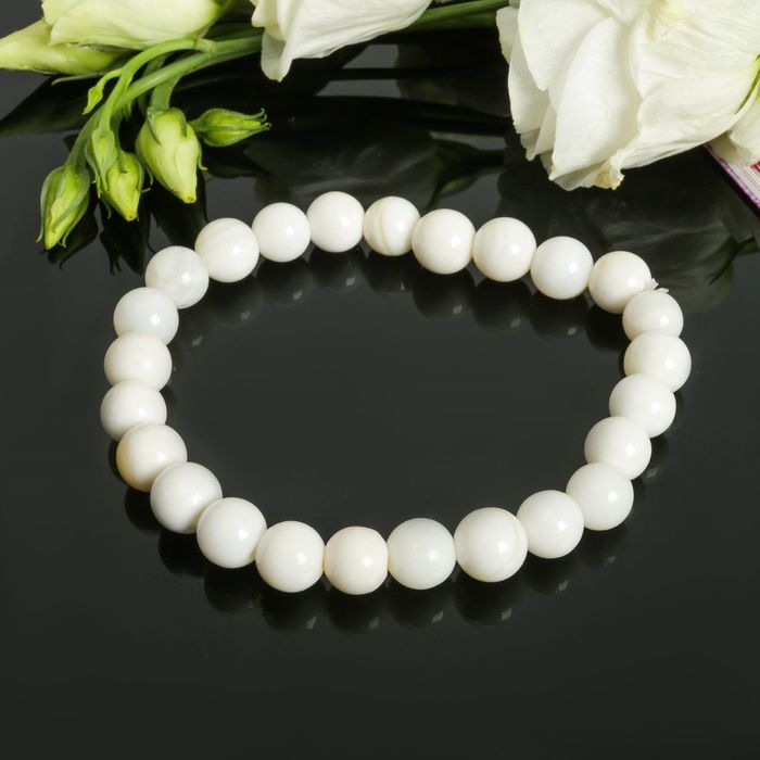 Браслет шар №8 "Агат белый"