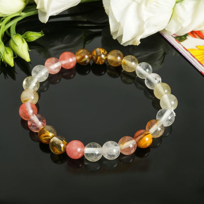 Браслет шар №8 "Агат волосатый"