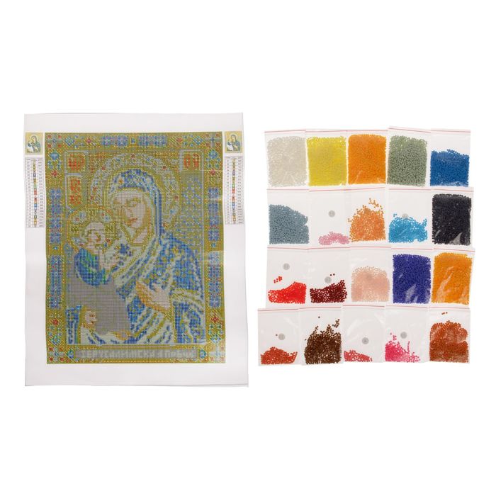 Алмазная вышивка 30*40 "Божья Матерь Иерусалимская" холст, емкость, стержень с кл. подуш