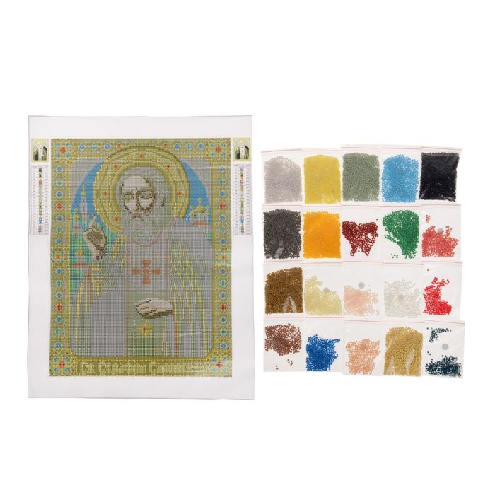 Алмазная вышивка 30*40 "Святой преподобный Серафим Саровский" холст, емкость, стержень с кле