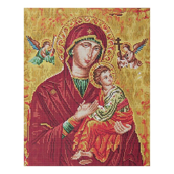 Алмазная вышивка 40*50 "Страстная икона Божией Матери" холст, емкость, стержень с кл. подуш.