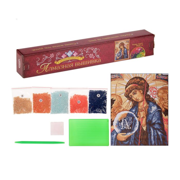 Алмазная вышивка 40*50 "Святой Архангел Михаил" холст, емкость, стержень с клеевой подушечк